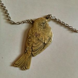 Hammered Brass Bird Necklace